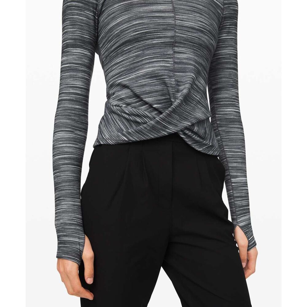 LULULEMON Melodic Movement Long Sleeve Size 8 Mini Space Dye Herringbone Heather - Picture 3 of 8
